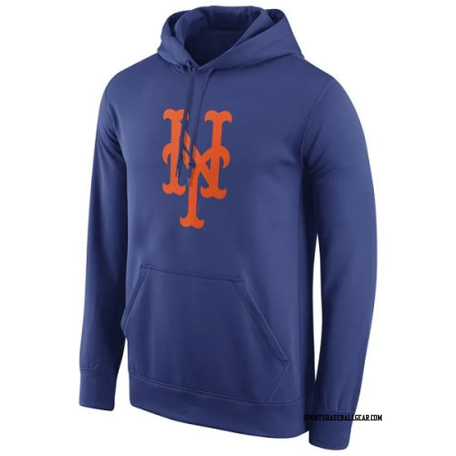 Men's New York Mets Royal Logo Performance Pullover Hoodie -