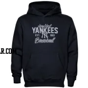 Men's New York Yankees Navy Blue Script Baseball Pullover Hoodie -