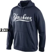 Men's New York Yankees Navy KO Wordmark Perfomance Hoodie -