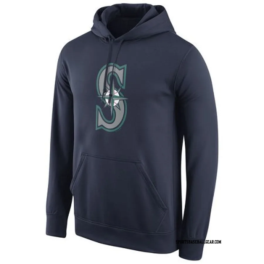 Men's Seattle Mariners Navy Logo Performance Pullover Hoodie -