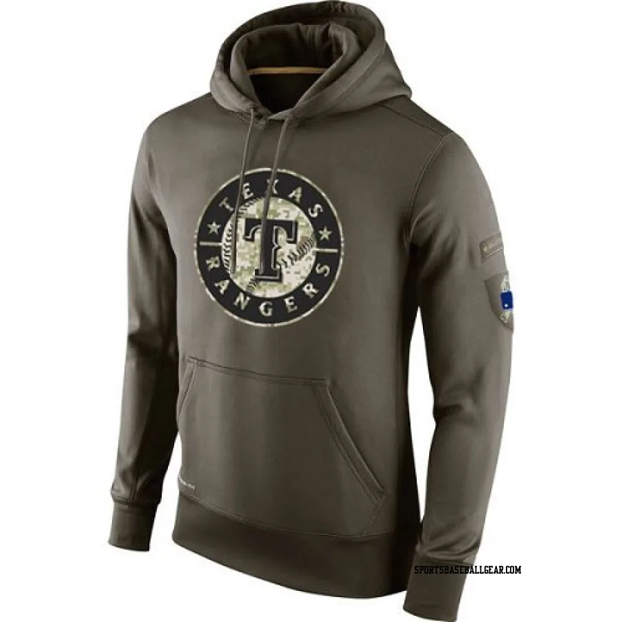 Men's Texas Rangers Olive Salute to Service KO Performance Hoodie