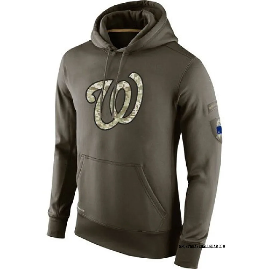 Men's Washington Nationals Olive Salute to Service KO Performance Hoodie