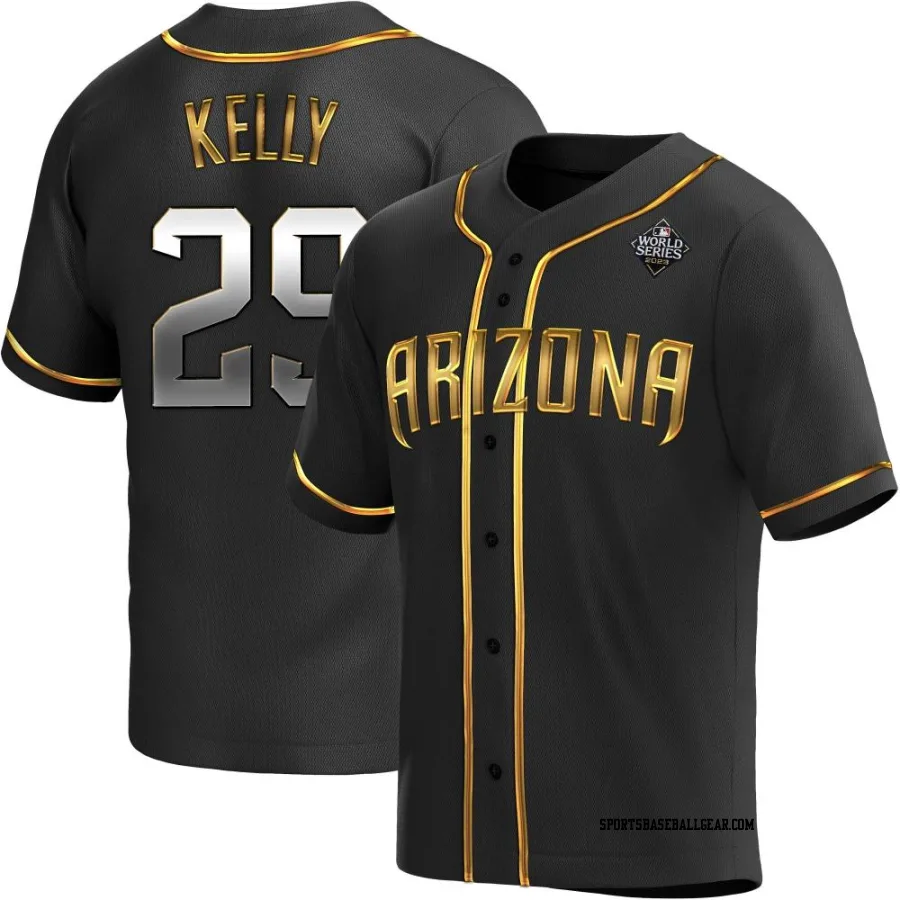 Merrill Kelly Men's Arizona Diamondbacks Black Golden Replica Alternate 2023 World Series Jersey