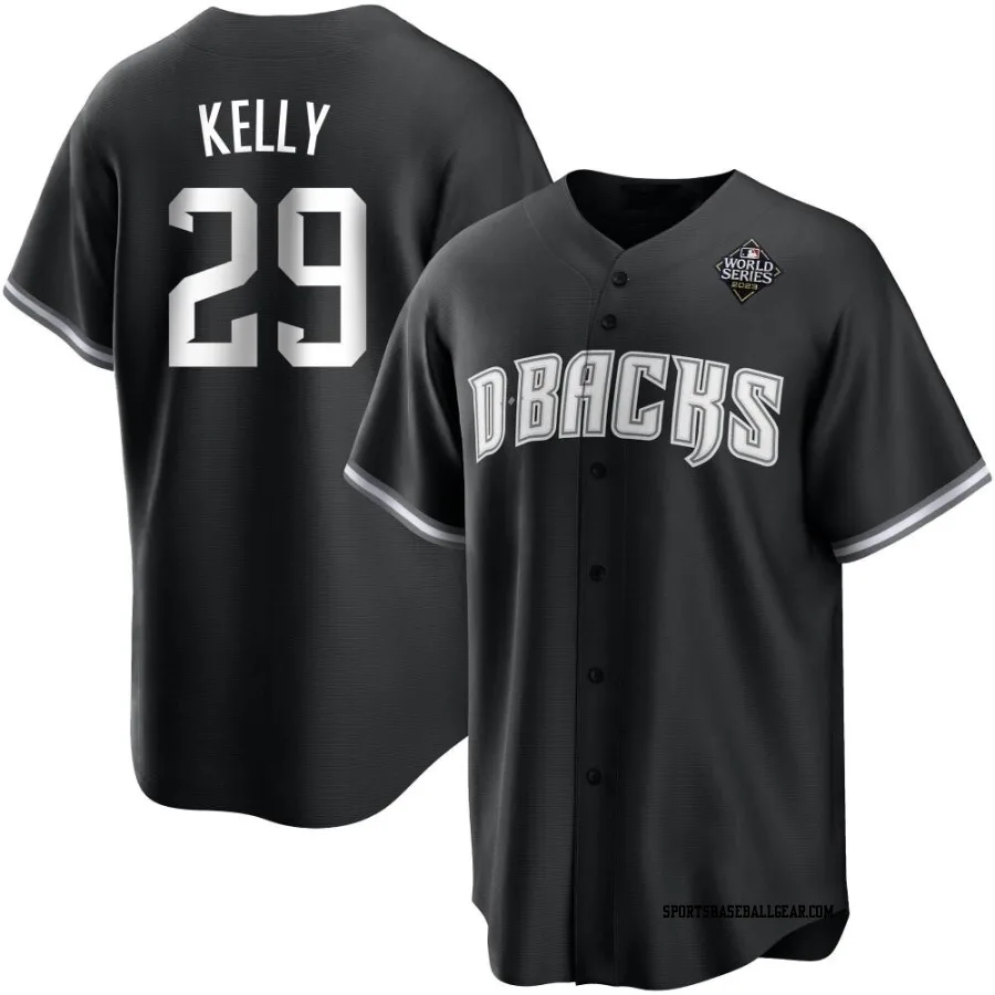 Merrill Kelly Youth Arizona Diamondbacks White Replica Black 2023 World Series Jersey