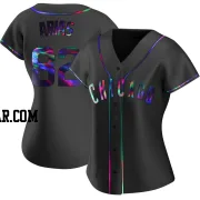 Michael Arias Women's Chicago Cubs Black Holographic Replica Alternate Jersey