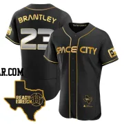 Michael Brantley Men's Houston Astros Black/Gold Authentic 2023 Space City Ready 2 Reign Flex Base Jersey