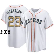 Michael Brantley Men's Houston Astros Gold Replica White 2023 Collection Jersey