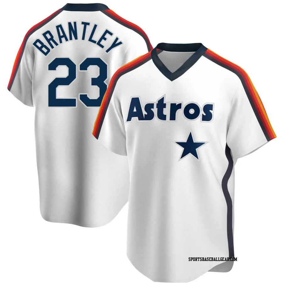 Michael Brantley Men's Houston Astros White Replica Home Cooperstown Collection Team Jersey