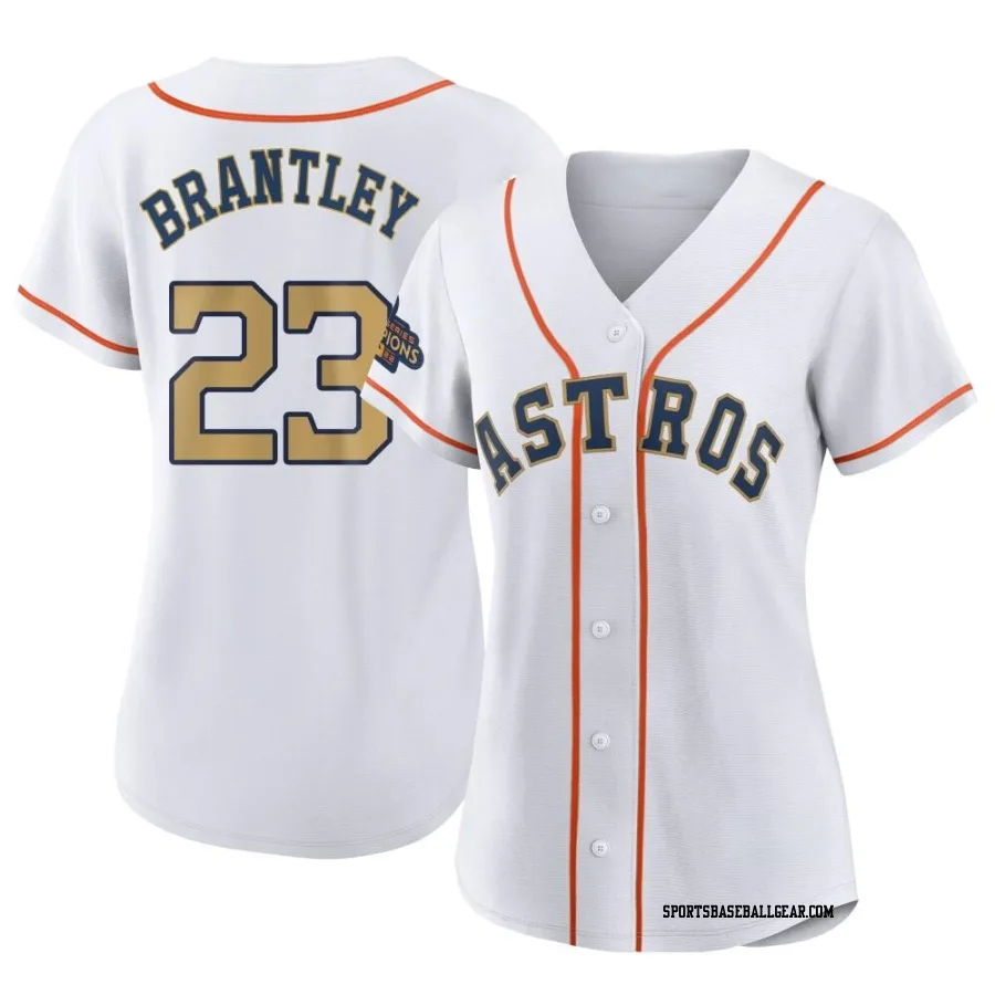 Michael Brantley Women's Houston Astros Gold Authentic White 2023 Collection Jersey