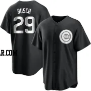 Michael Busch Men's Chicago Cubs Black/White Replica Jersey