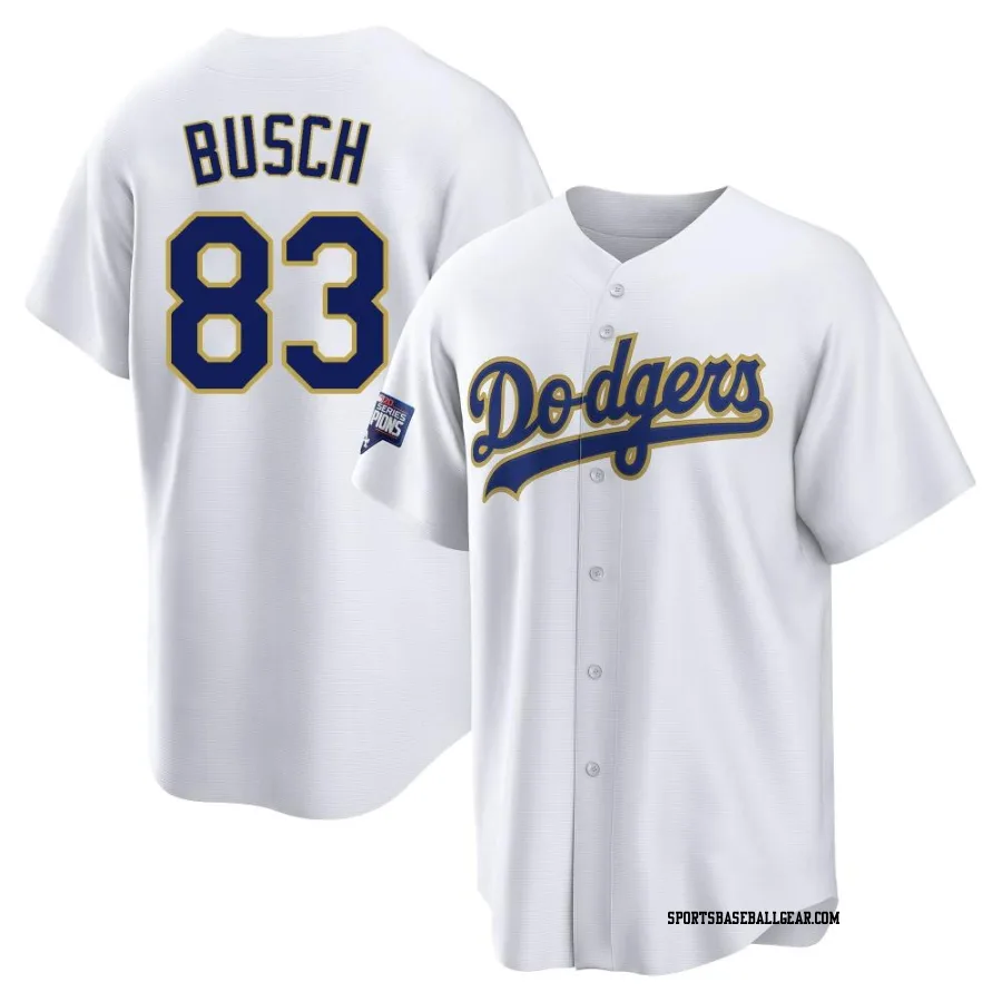 Michael Busch Youth Los Angeles Dodgers White/Gold Replica 2021 Gold Program Player Jersey