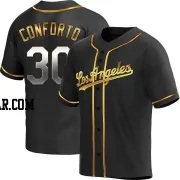 Michael Conforto Men's Los Angeles Dodgers Black Golden Replica Alternate Jersey