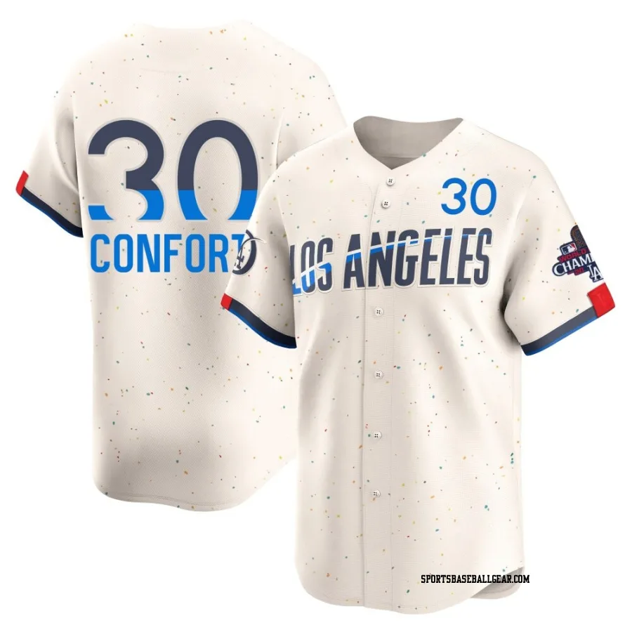 Michael Conforto Men's Los Angeles Dodgers Cream Limited 2024 City Connect World Series Champions Jersey