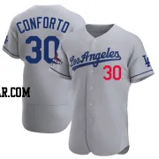 Michael Conforto Men's Los Angeles Dodgers Gray Authentic Away Official 2024 World Series Champions Jersey