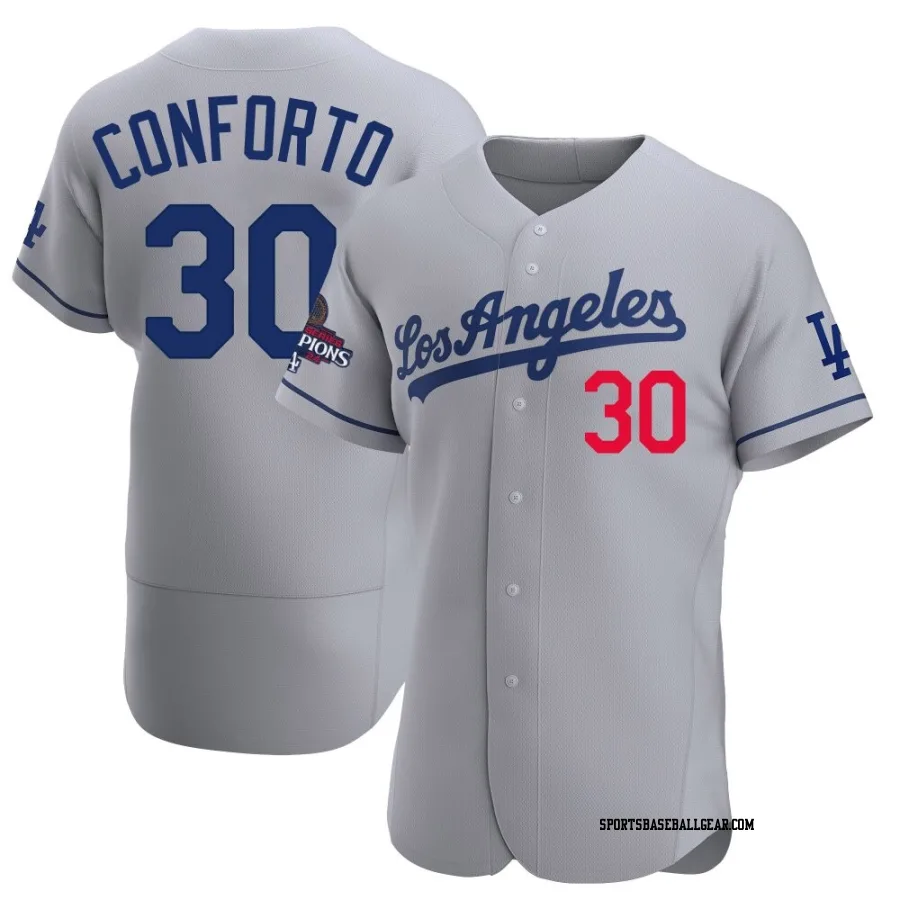 Michael Conforto Men's Los Angeles Dodgers Gray Authentic Away Official 2024 World Series Champions Jersey