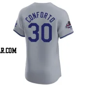 Michael Conforto Men's Los Angeles Dodgers Gray Elite Road World Series Champions Jersey