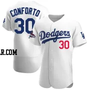 Michael Conforto Men's Los Angeles Dodgers White Authentic Home Official 2024 World Series Champions Jersey