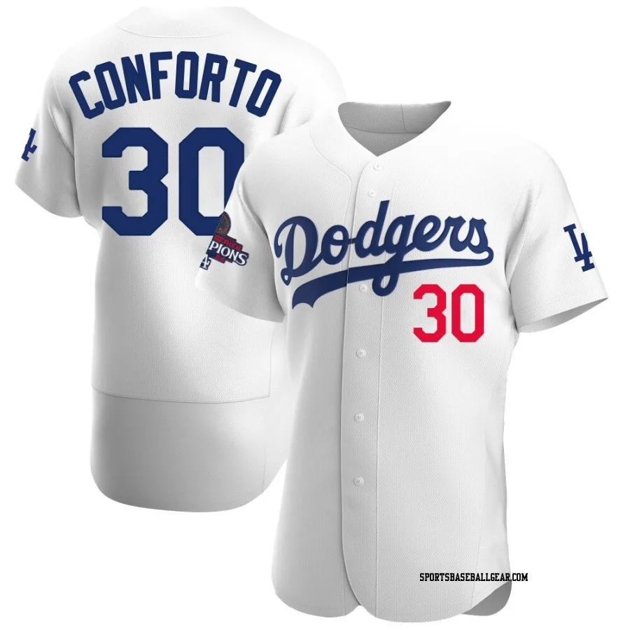 Michael Conforto Men's Los Angeles Dodgers White Authentic Home Official 2024 World Series Champions Jersey