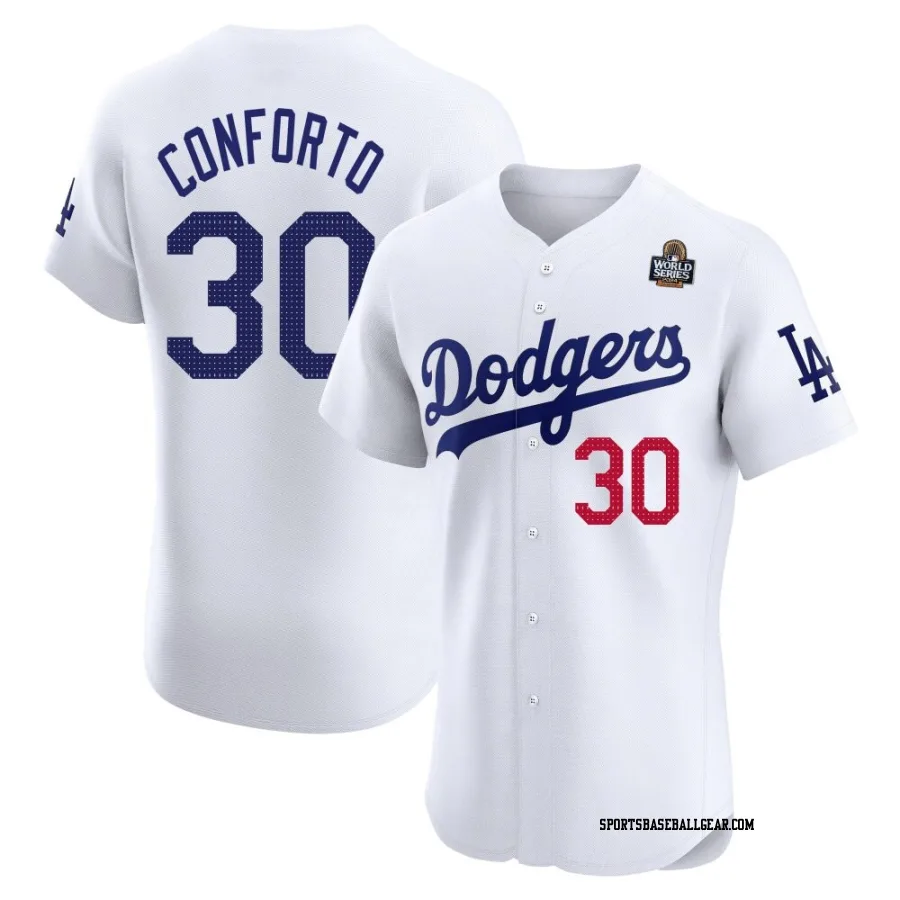 Michael Conforto Men's Los Angeles Dodgers White Elite Home 2024 World Series Jersey