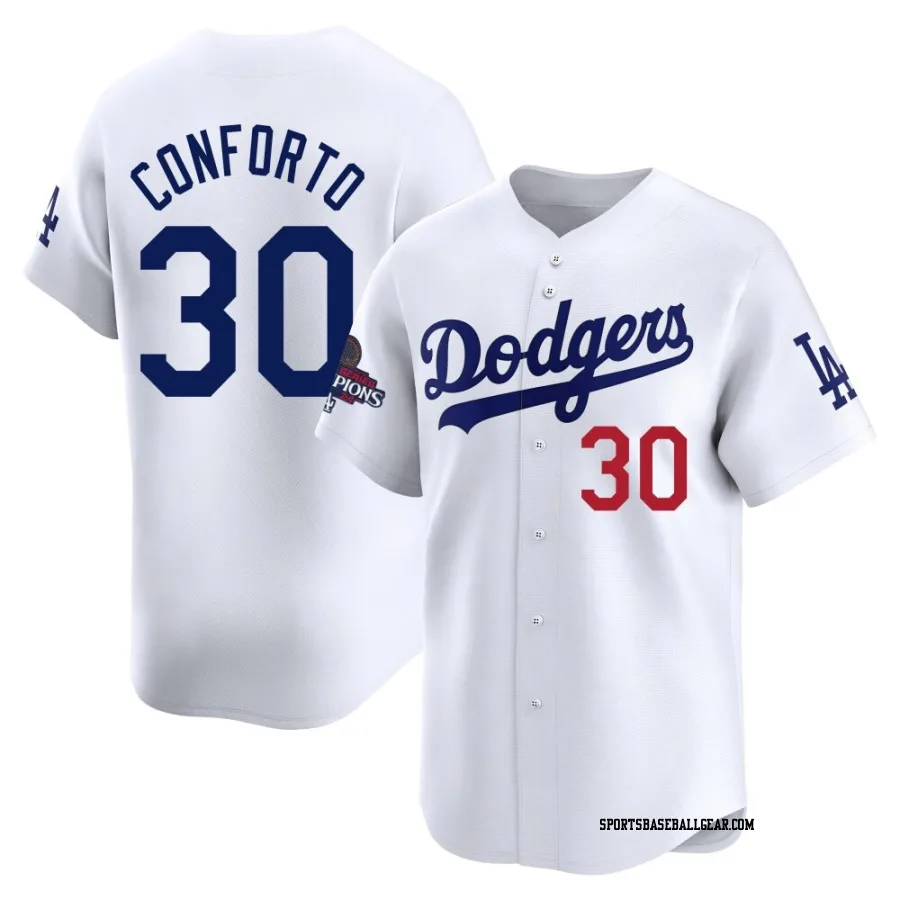 Michael Conforto Men's Los Angeles Dodgers White Limited Home 2024 World Series Champions Jersey