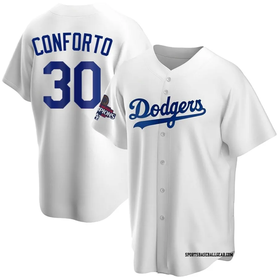 Michael Conforto Men's Los Angeles Dodgers White Replica Home 2024 World Series Champions Jersey