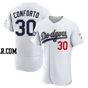 Michael Conforto Men's Los Angeles Dodgers White/Gold Authentic 2021 Gold Program Player Jersey