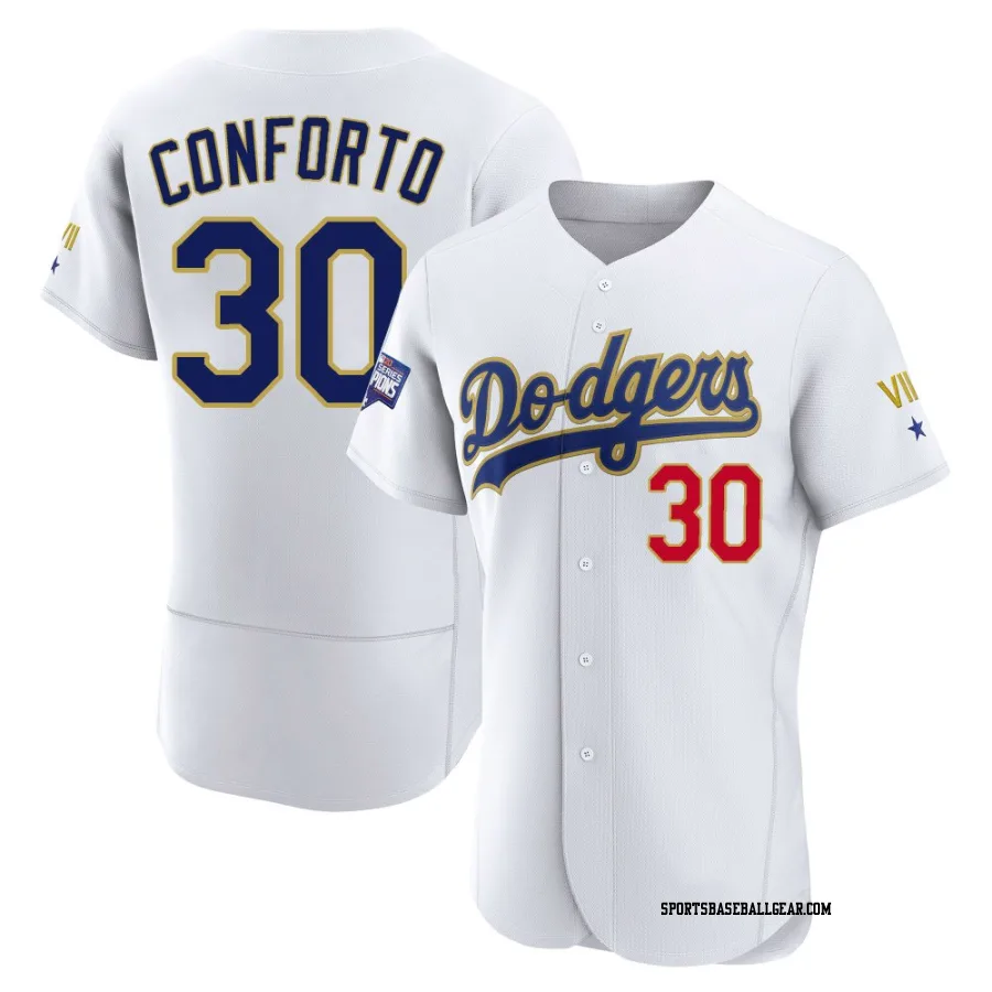 Michael Conforto Men's Los Angeles Dodgers White/Gold Authentic 2021 Gold Program Player Jersey