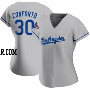 Michael Conforto Women's Los Angeles Dodgers Gray Authentic Road 2024 World Series Champions Jersey