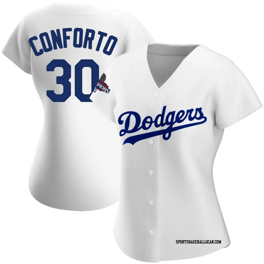 Michael Conforto Women's Los Angeles Dodgers White Authentic Home 2024 World Series Champions Jersey