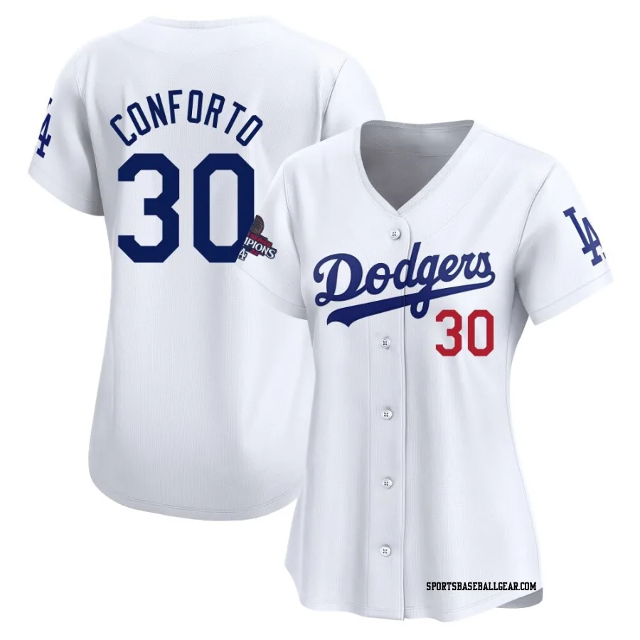 Michael Conforto Women's Los Angeles Dodgers White Limited Home 2024 World Series Champions Jersey