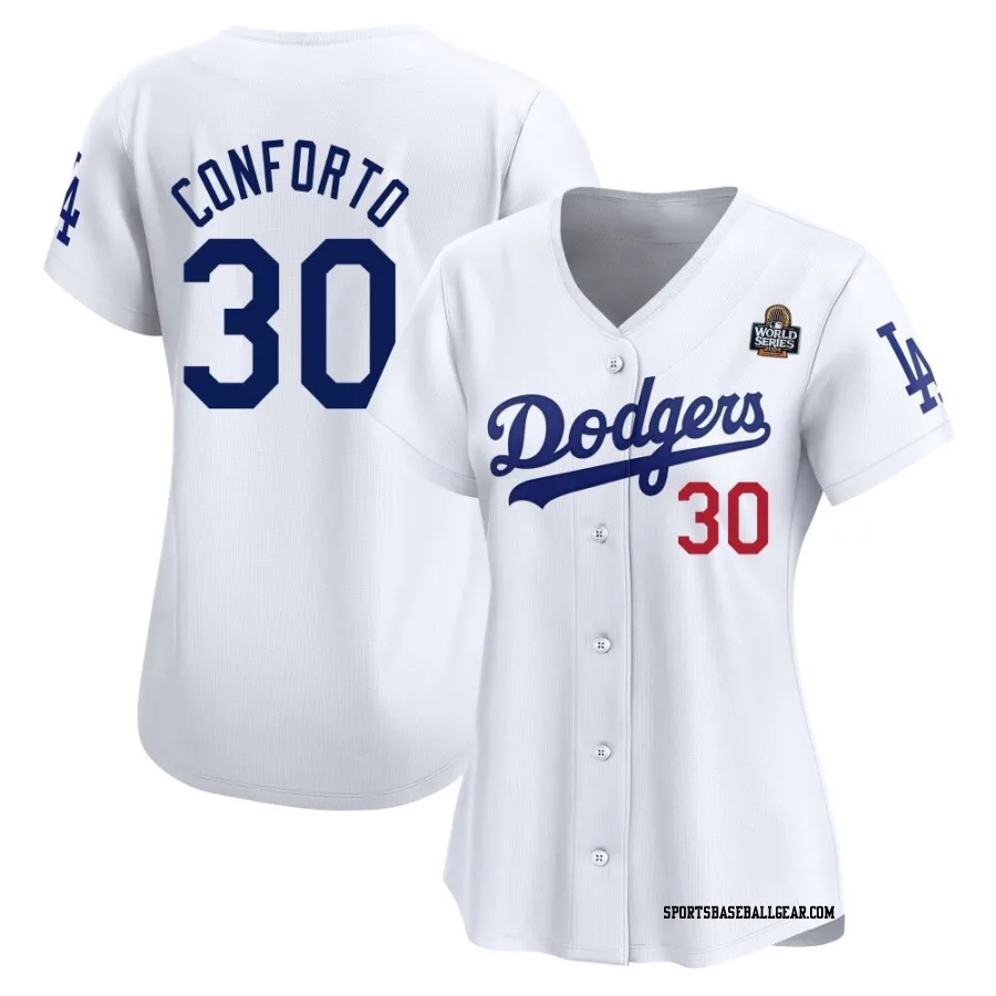 Michael Conforto Women's Los Angeles Dodgers White Limited Home 2024 World Series Jersey