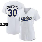 Michael Conforto Women's Los Angeles Dodgers White/Gold Authentic 2021 Gold Program Player Jersey