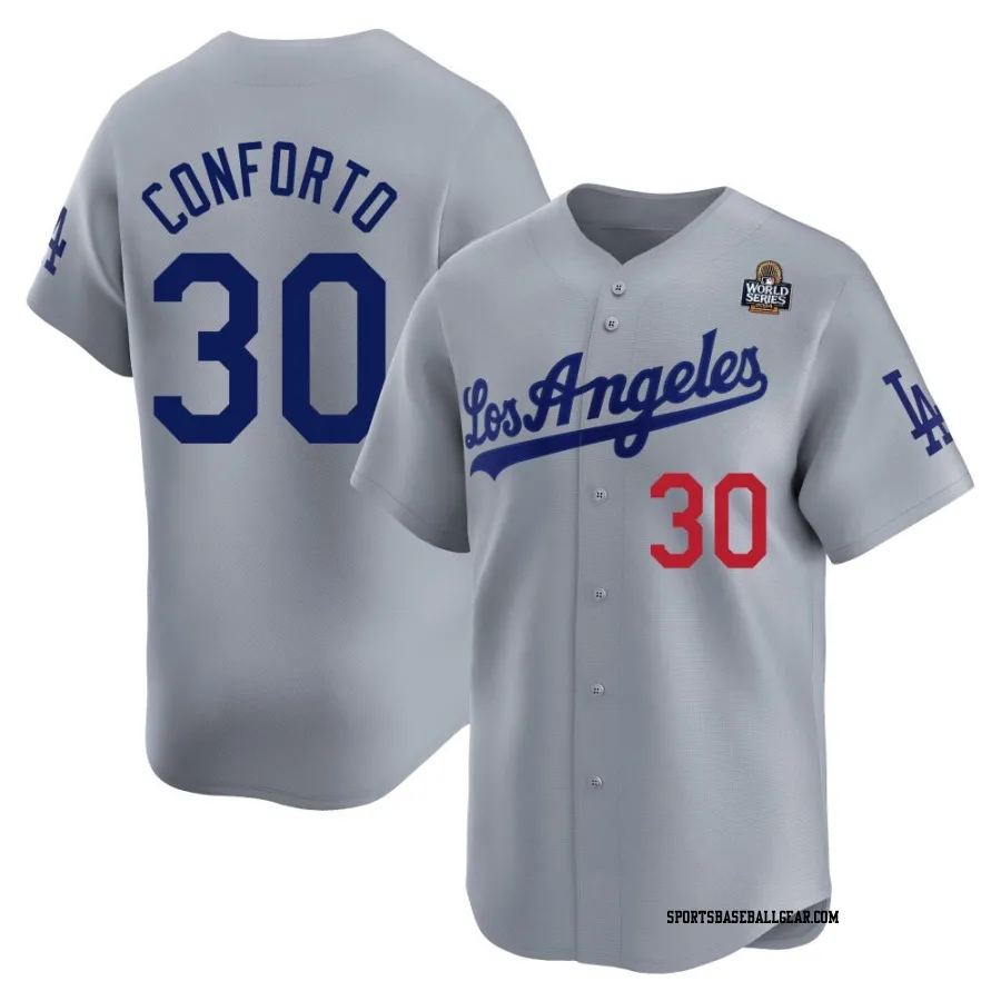 Michael Conforto Youth Los Angeles Dodgers Gray Limited Away 2024 World Series Jersey