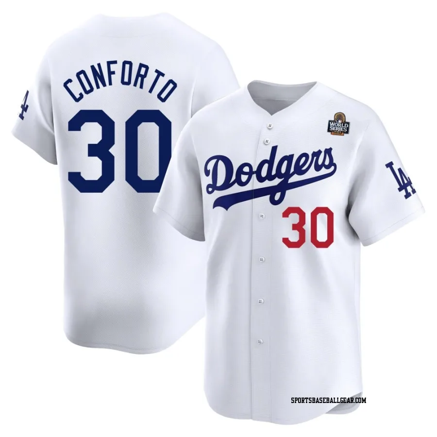 Michael Conforto Youth Los Angeles Dodgers White Limited Home 2024 World Series Jersey