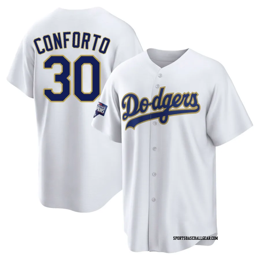 Michael Conforto Youth Los Angeles Dodgers White/Gold Replica 2021 Gold Program Player Jersey