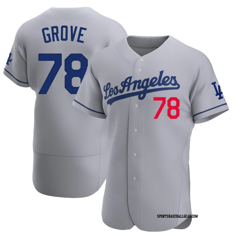 Michael Grove Men's Los Angeles Dodgers Gray Authentic Away Jersey