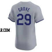 Michael Grove Men's Los Angeles Dodgers Gray Elite Road Jersey