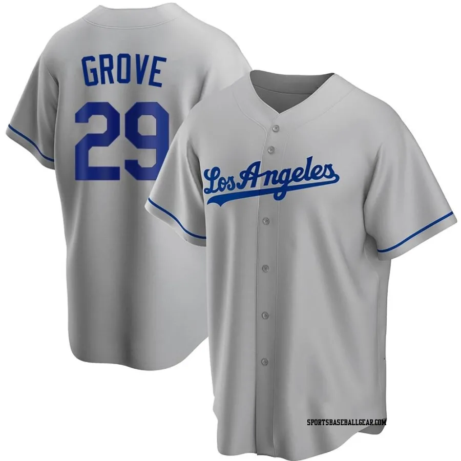 Michael Grove Men's Los Angeles Dodgers Gray Replica Road Jersey