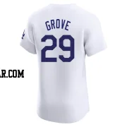 Michael Grove Men's Los Angeles Dodgers White Elite Home Jersey