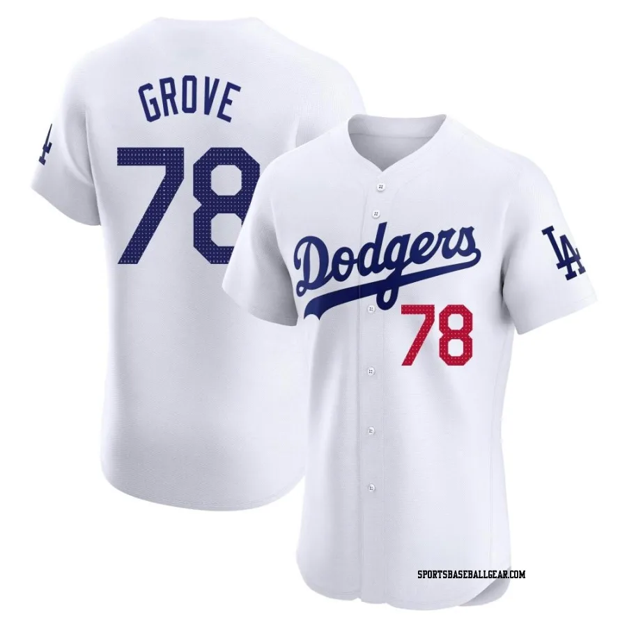 Michael Grove Men's Los Angeles Dodgers White Elite Home Jersey