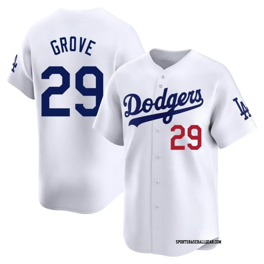 Michael Grove Men's Los Angeles Dodgers White Limited Home Jersey