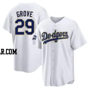 Michael Grove Men's Los Angeles Dodgers White/Gold Replica 2021 Gold Program Player Jersey