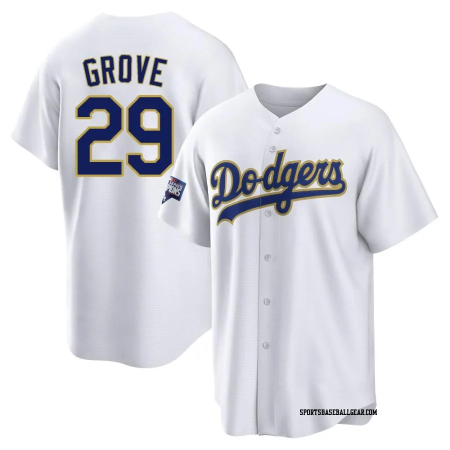 Michael Grove Men's Los Angeles Dodgers White/Gold Replica 2021 Gold Program Player Jersey