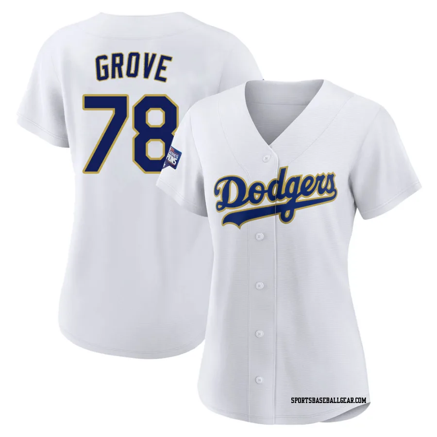 Michael Grove Women's Los Angeles Dodgers White/Gold Authentic 2021 Gold Program Player Jersey