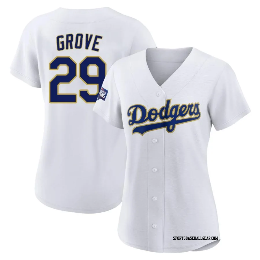 Michael Grove Women's Los Angeles Dodgers White/Gold Replica 2021 Gold Program Player Jersey