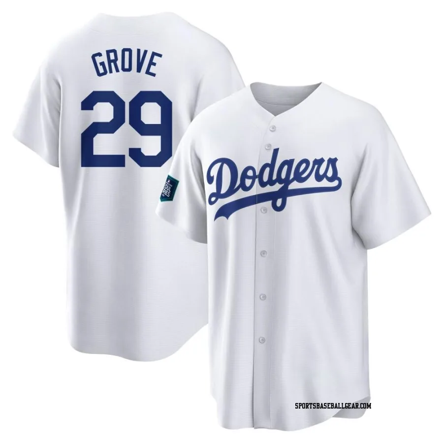 Michael Grove Youth Los Angeles Dodgers White Replica 2024 World Tour Seoul Series Home Jersey