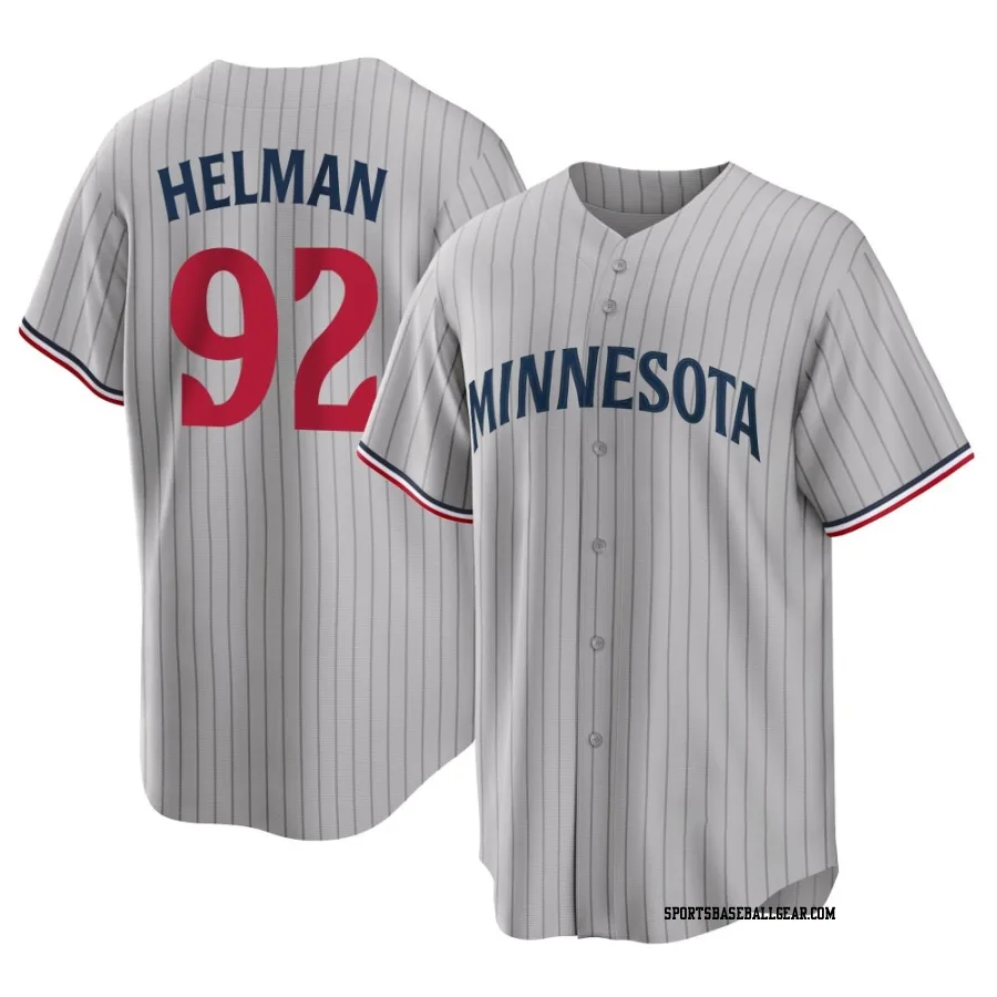 Michael Helman Youth Minnesota Twins Gray Replica Road Jersey