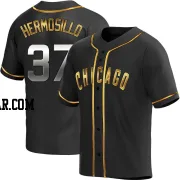 Michael Hermosillo Men's Chicago Cubs Black Golden Replica Alternate Jersey