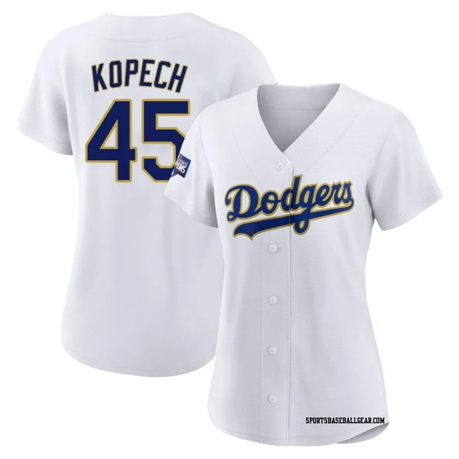 Michael Kopech Women's Los Angeles Dodgers White/Gold Authentic 2021 Gold Program Player Jersey