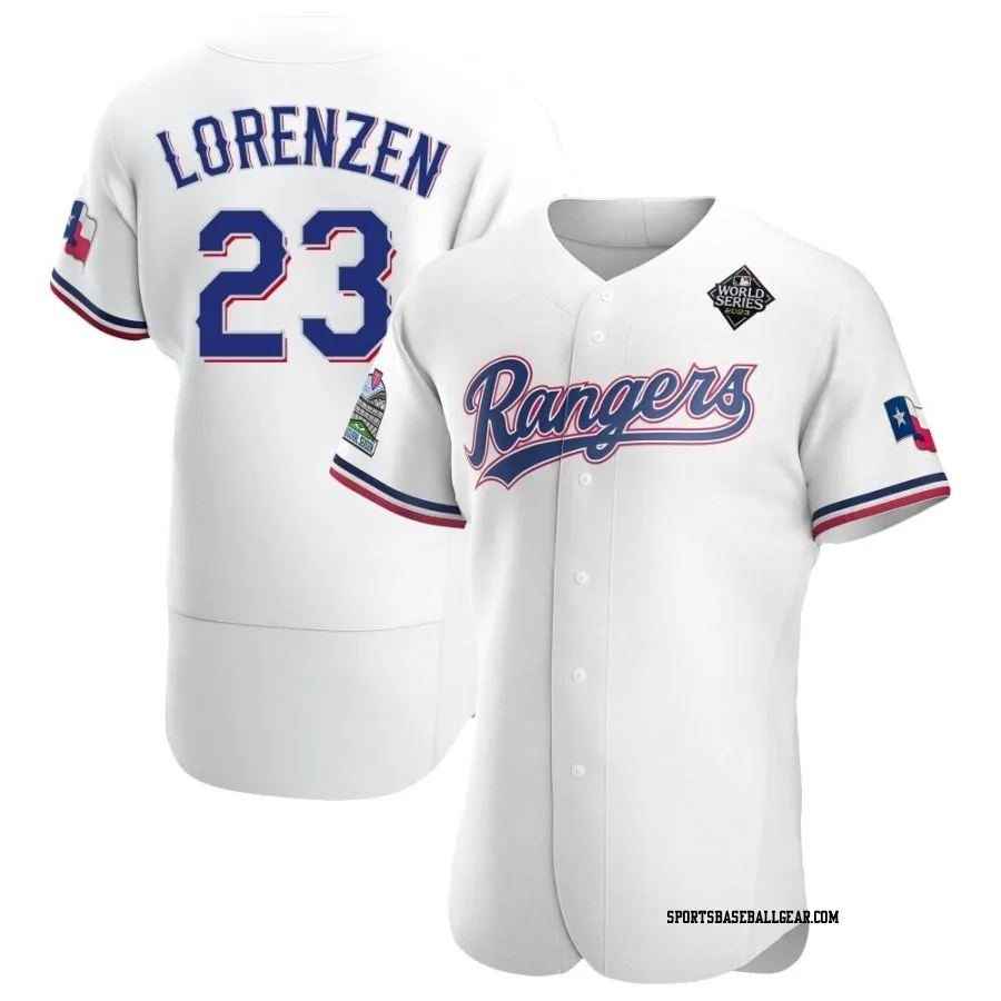 Michael Lorenzen Men's Texas Rangers White Authentic Home 2023 World Series Jersey